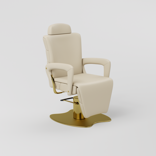 Nude and gold eyebrow treatment chair with arms