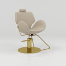 Nude and gold hair chair with circle gold base