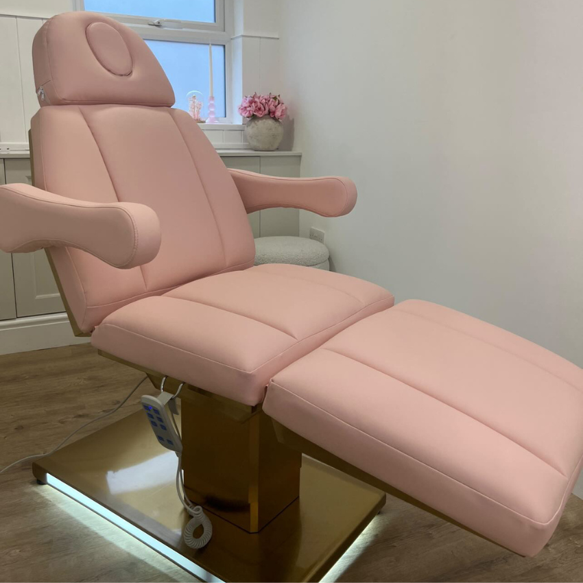 Electric Beauty Couch with Pink and Gold Base