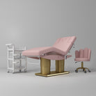 Adjustable Massage Bed Pink with Gold Base