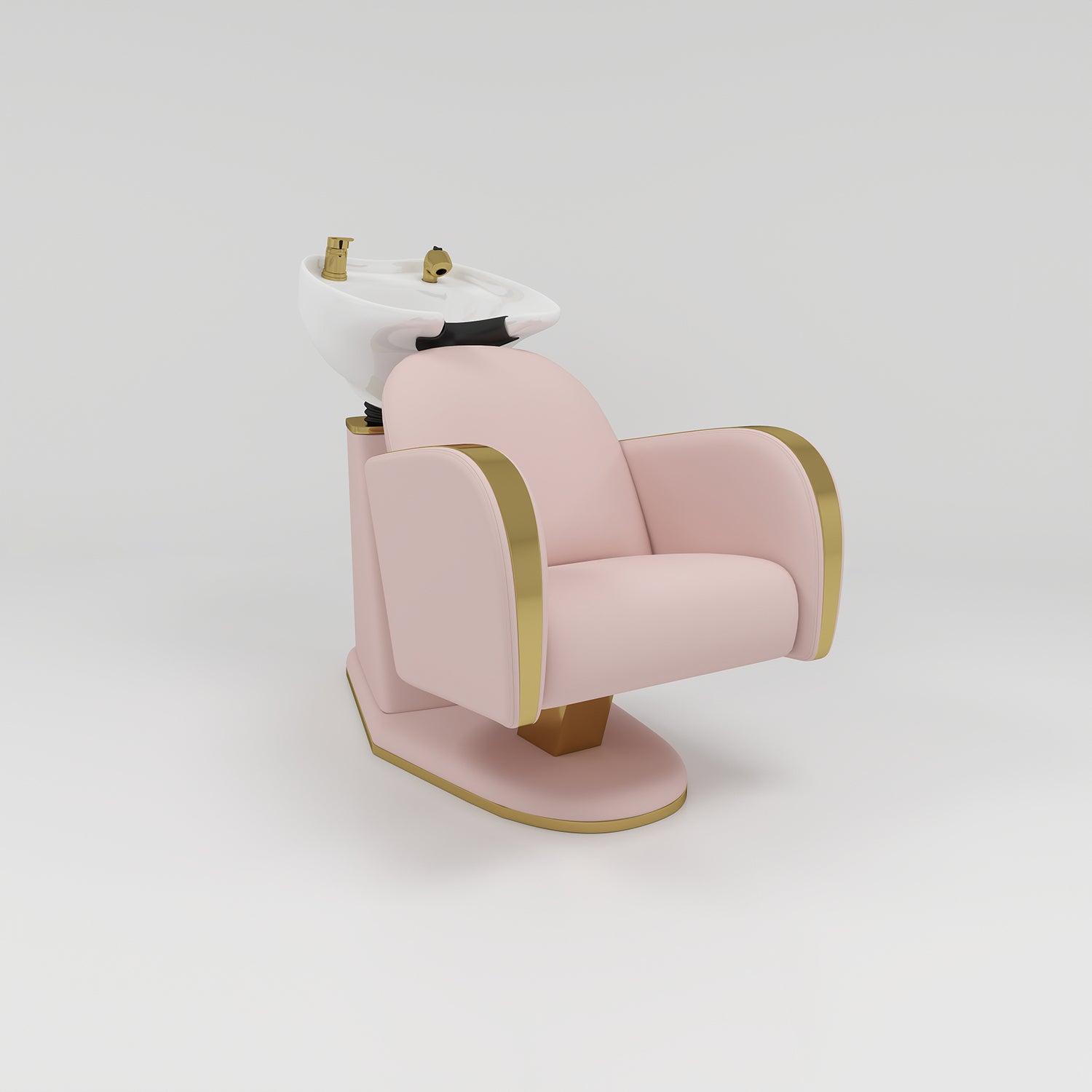 Pink and gold hair backwash unit with gold accessories 