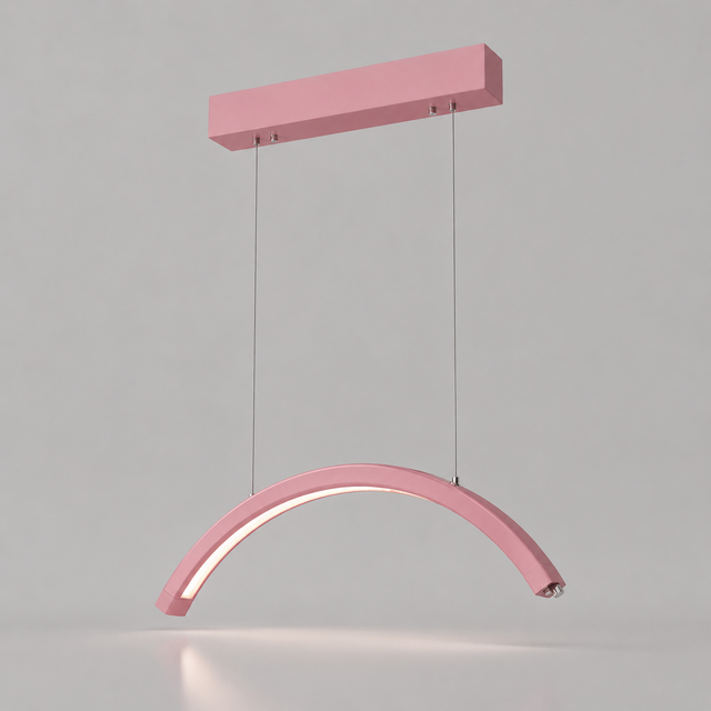 Pink LED salon hanging moonlight pendant  with adjustable height and lighting