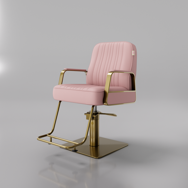 Luxury Hairdressing Chair in Pink 
& Gold