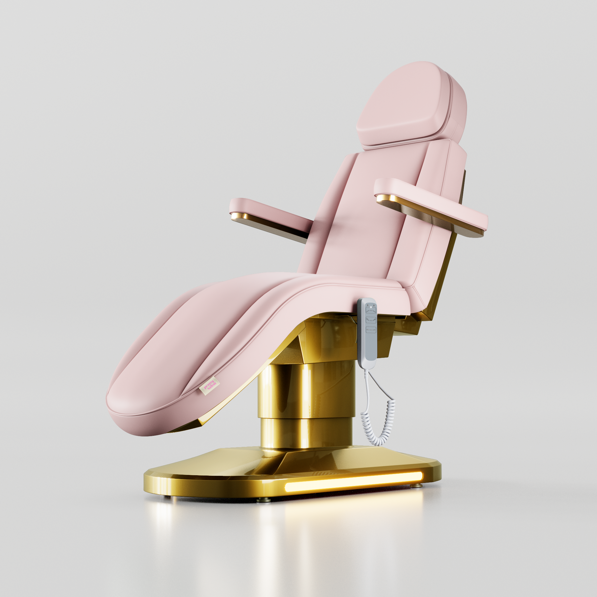 Pink electric beauty treatment bed with curved design and adjustable positions