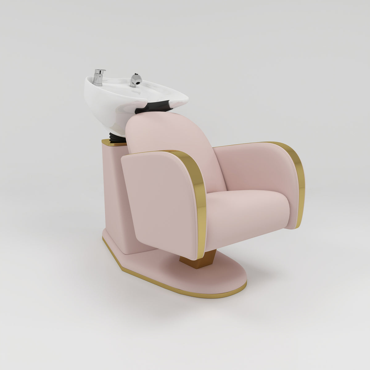 Modern Salon Shampoo Chair with Gold Arms 