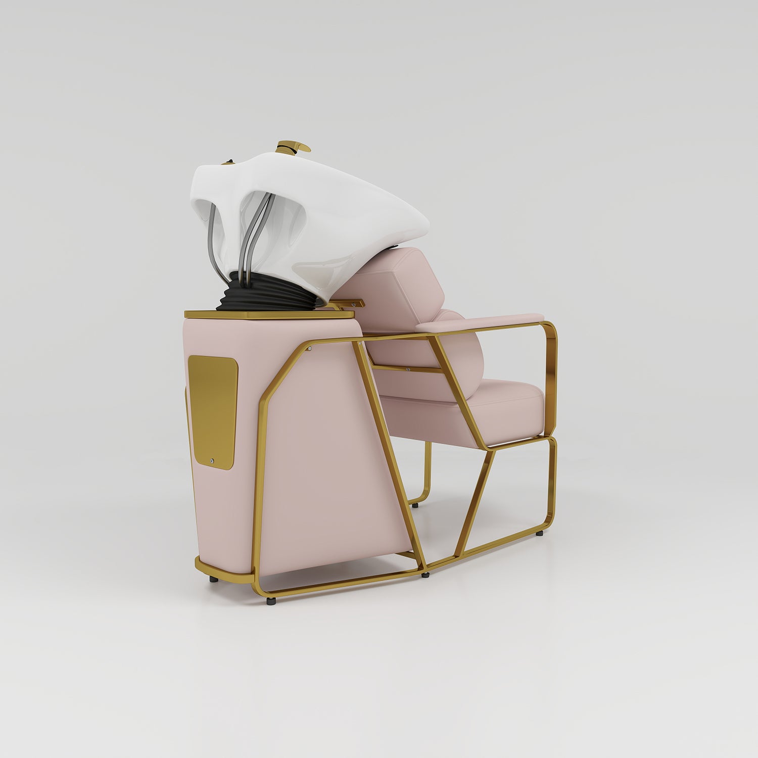 Pink and gold hair wash unit