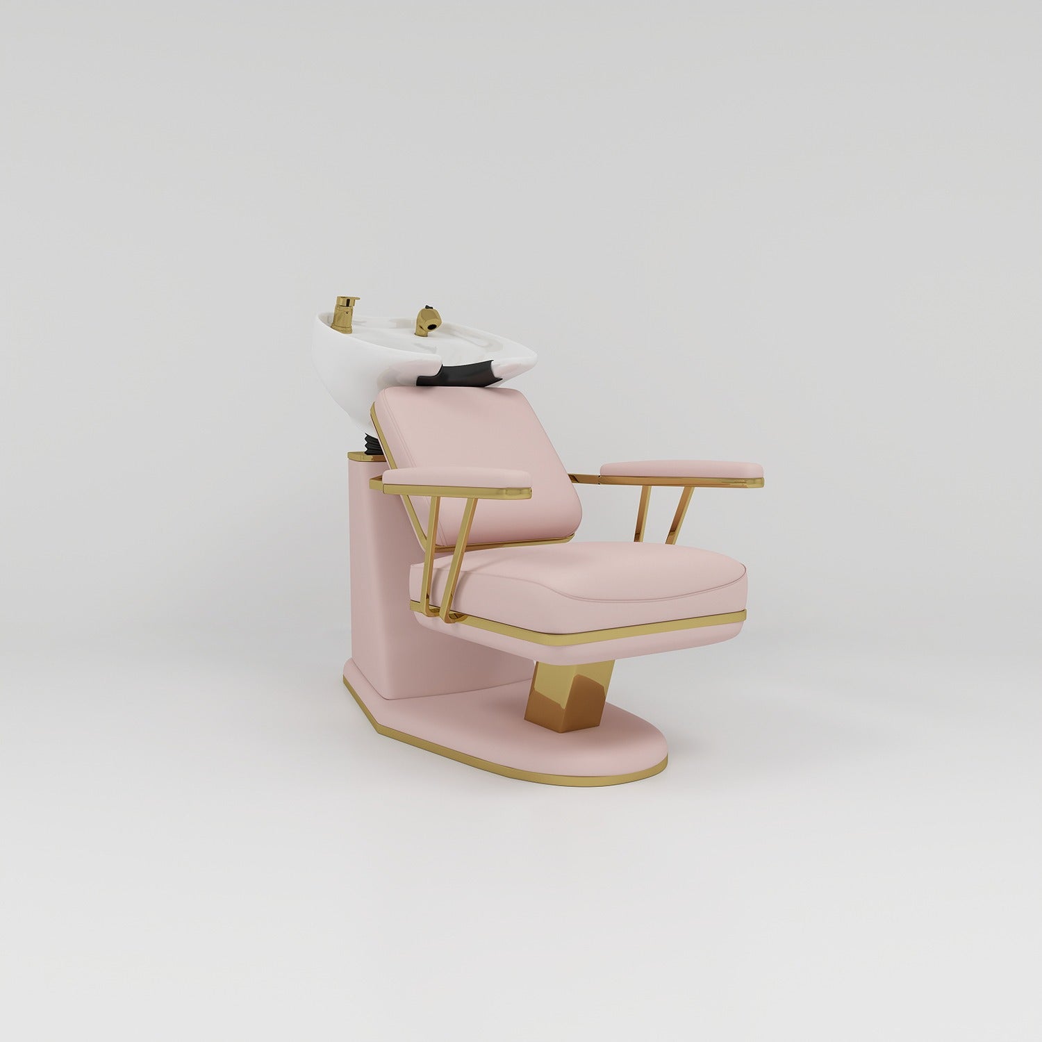 pink leather backwash with gold accessories