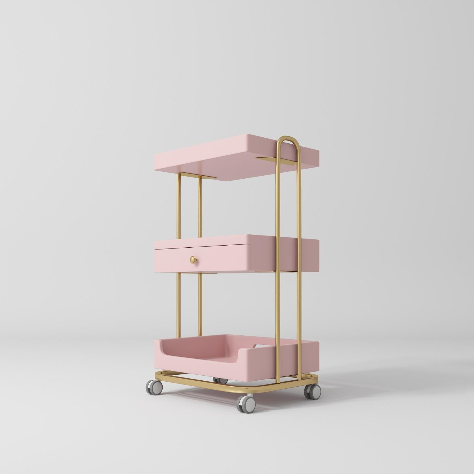 pink and gold trolley on wheels