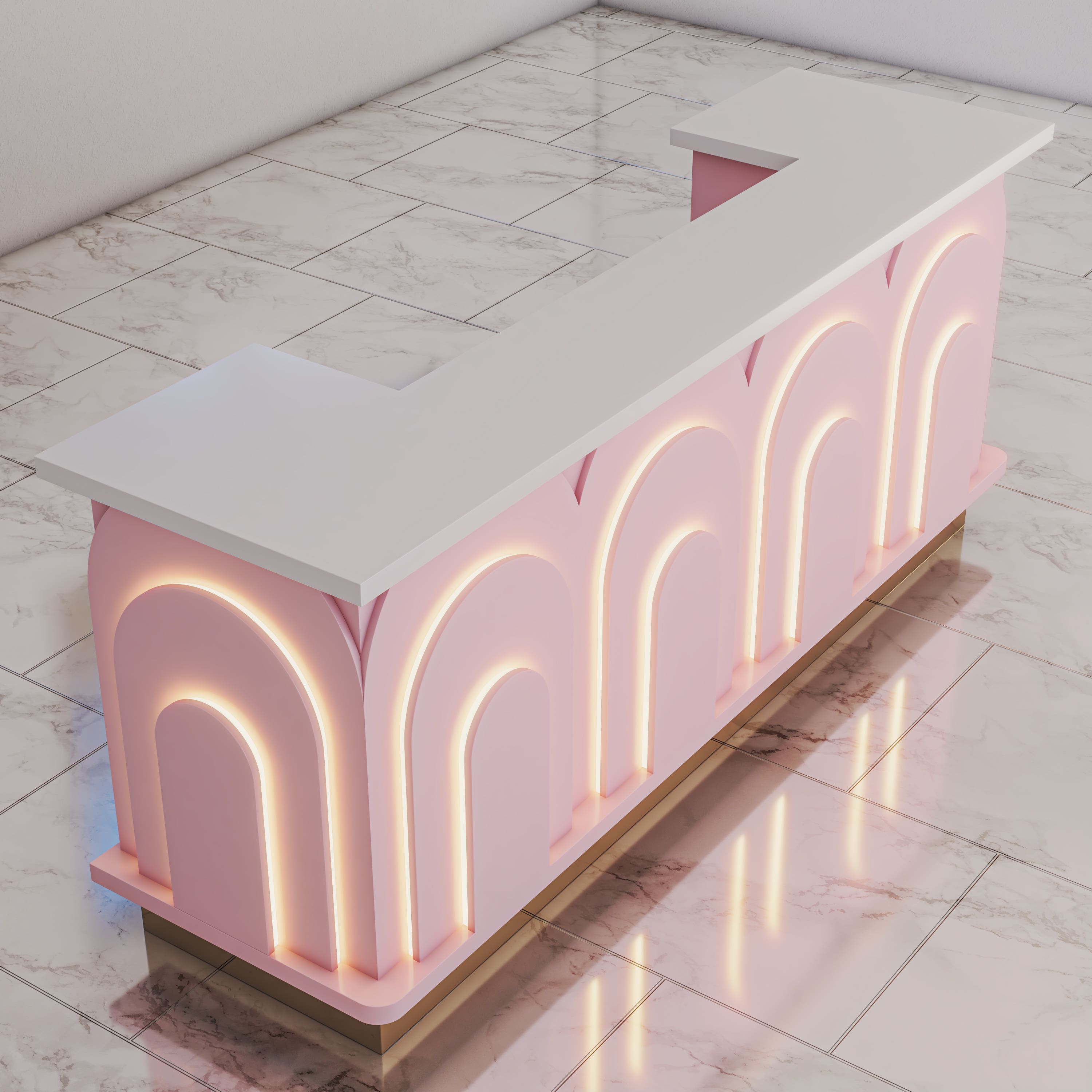 Luxury nail reception desk with lights