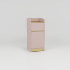 pink salon storage cabinet with gold 