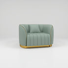 sage green waiting chair in vegan leather