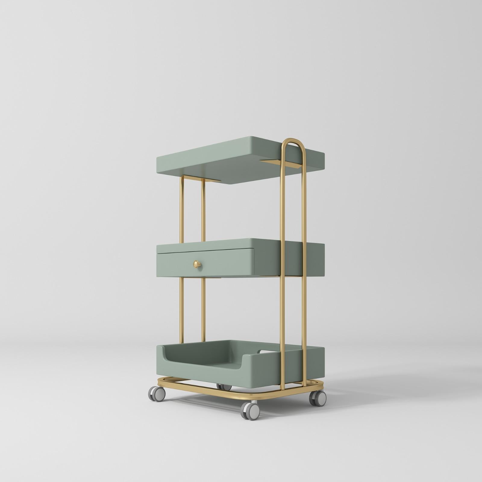 Modern Green & Gold Salon Trolley