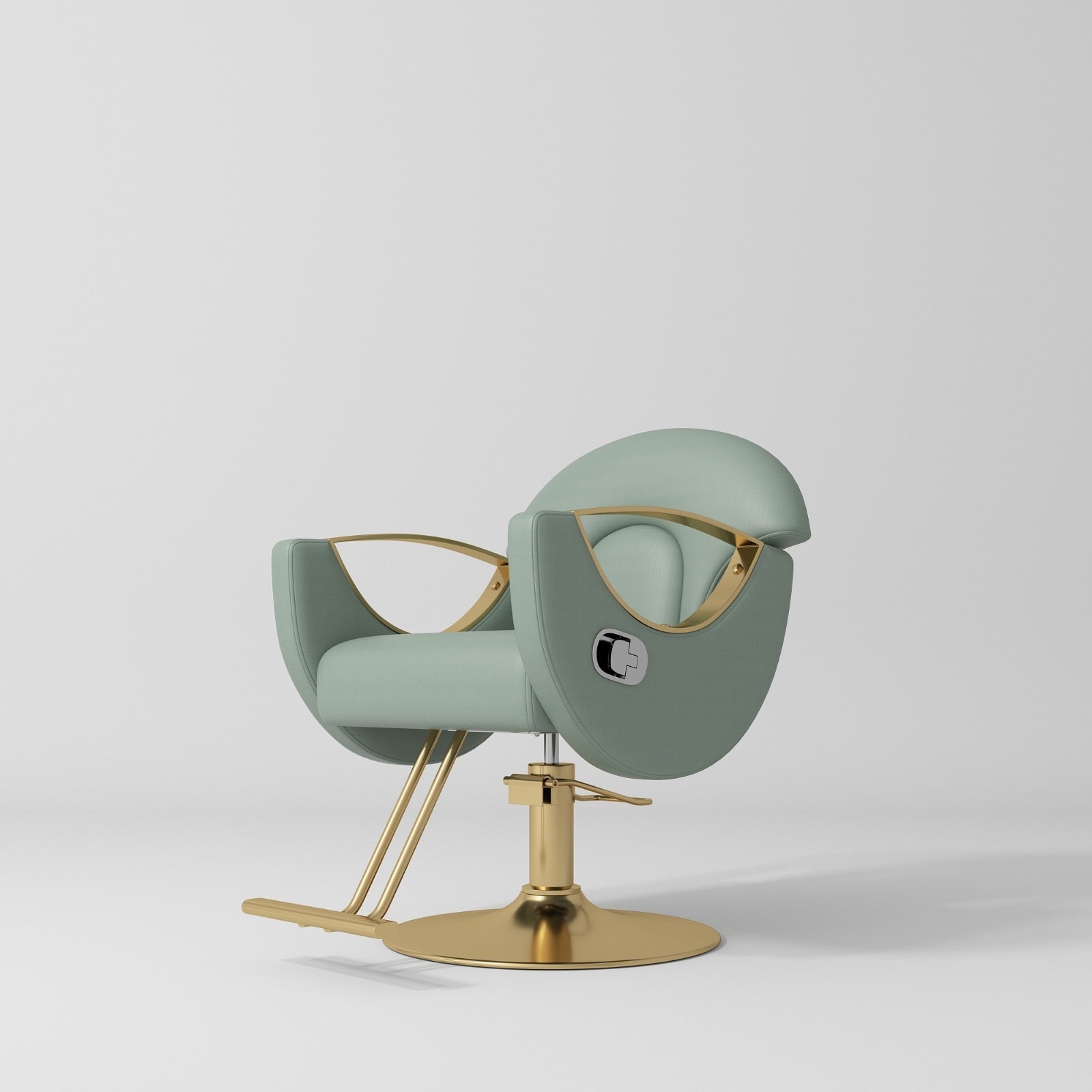 Sage Green Hair Styling Chair with Foot pump and rest 