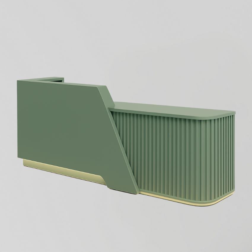 MDF Reception Desk in Sage Green with LED Light