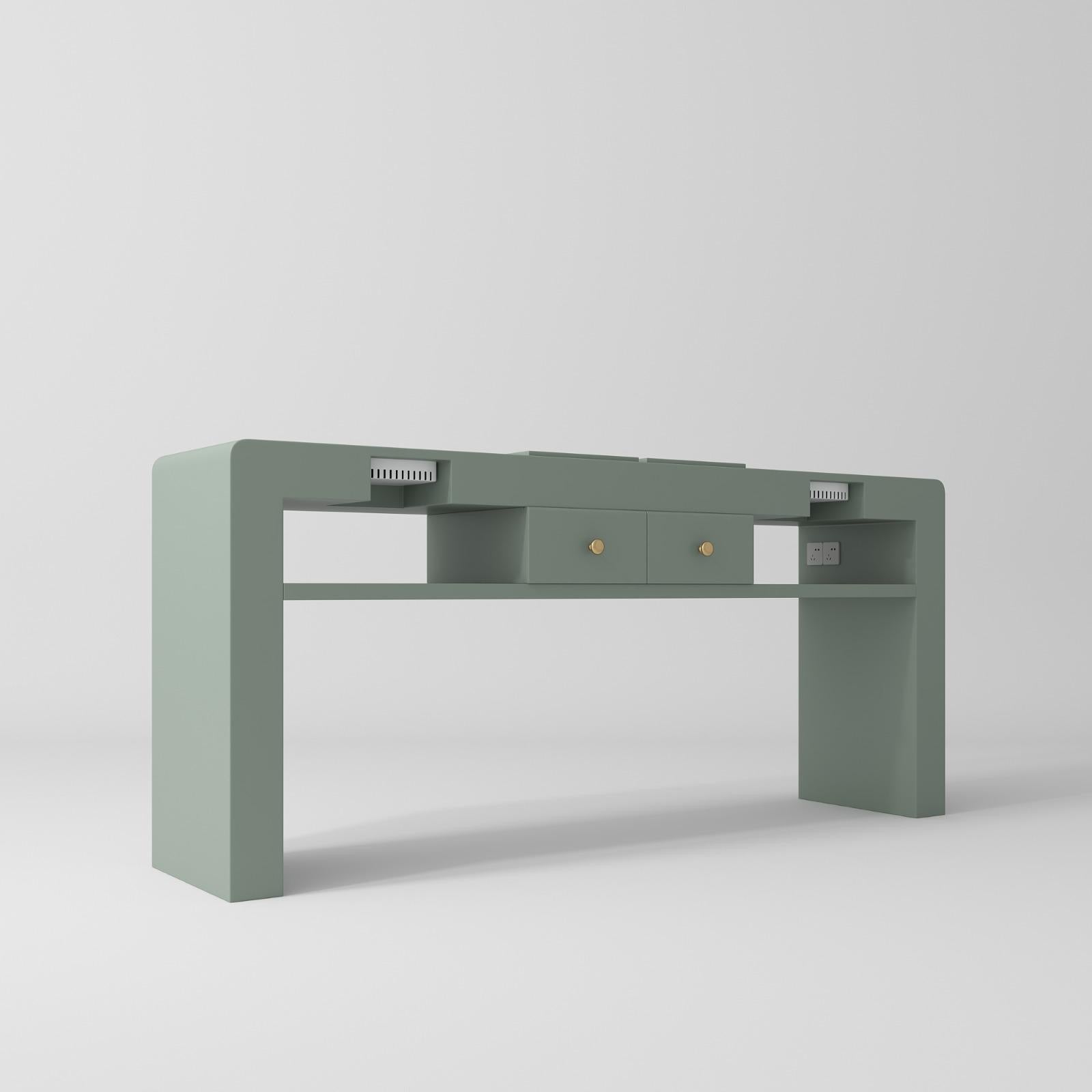 2 person sage green nail station