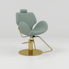 Green Hair Chair with Gold Base and Height Adjustable 