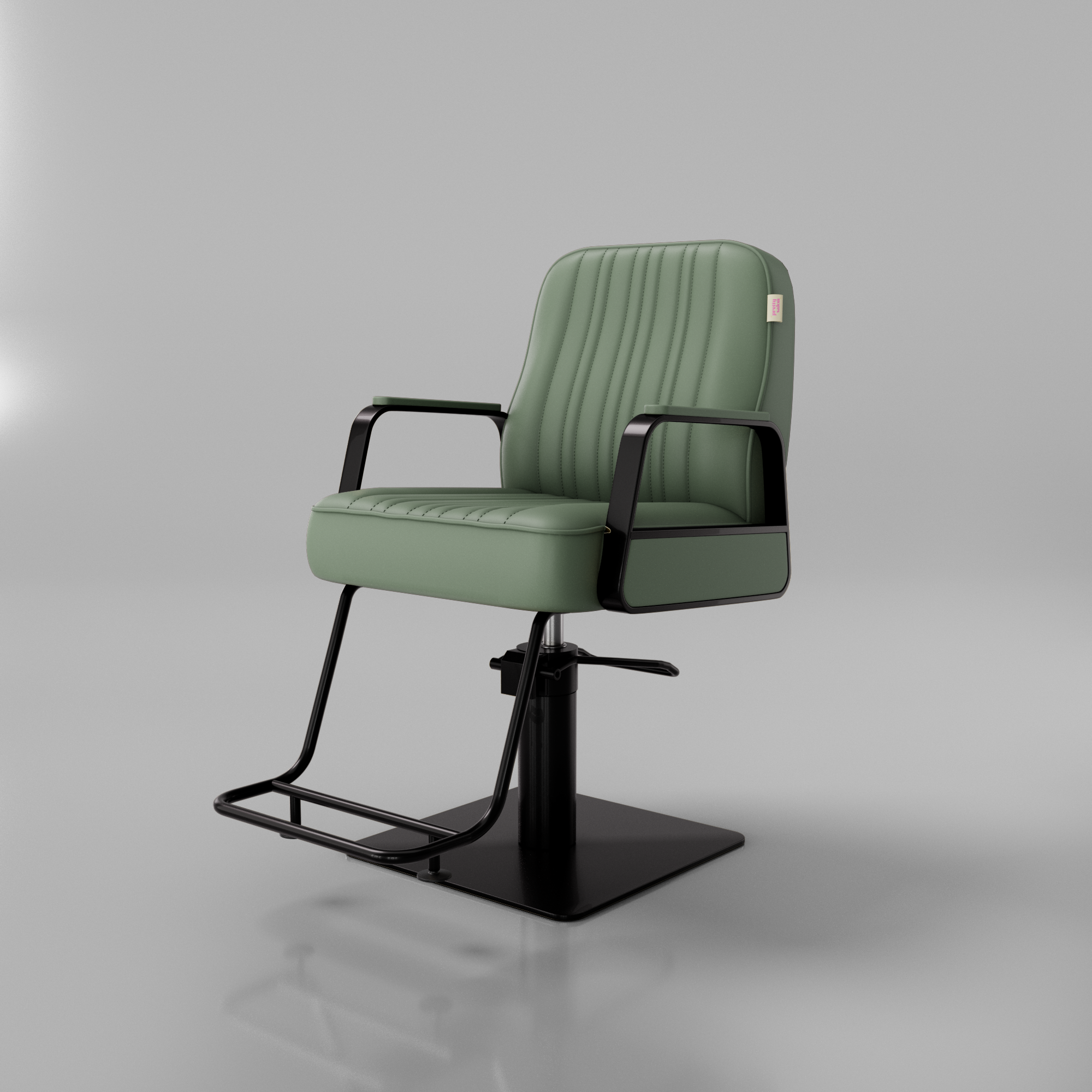 Sage green and black styling chair with adjustable pump
