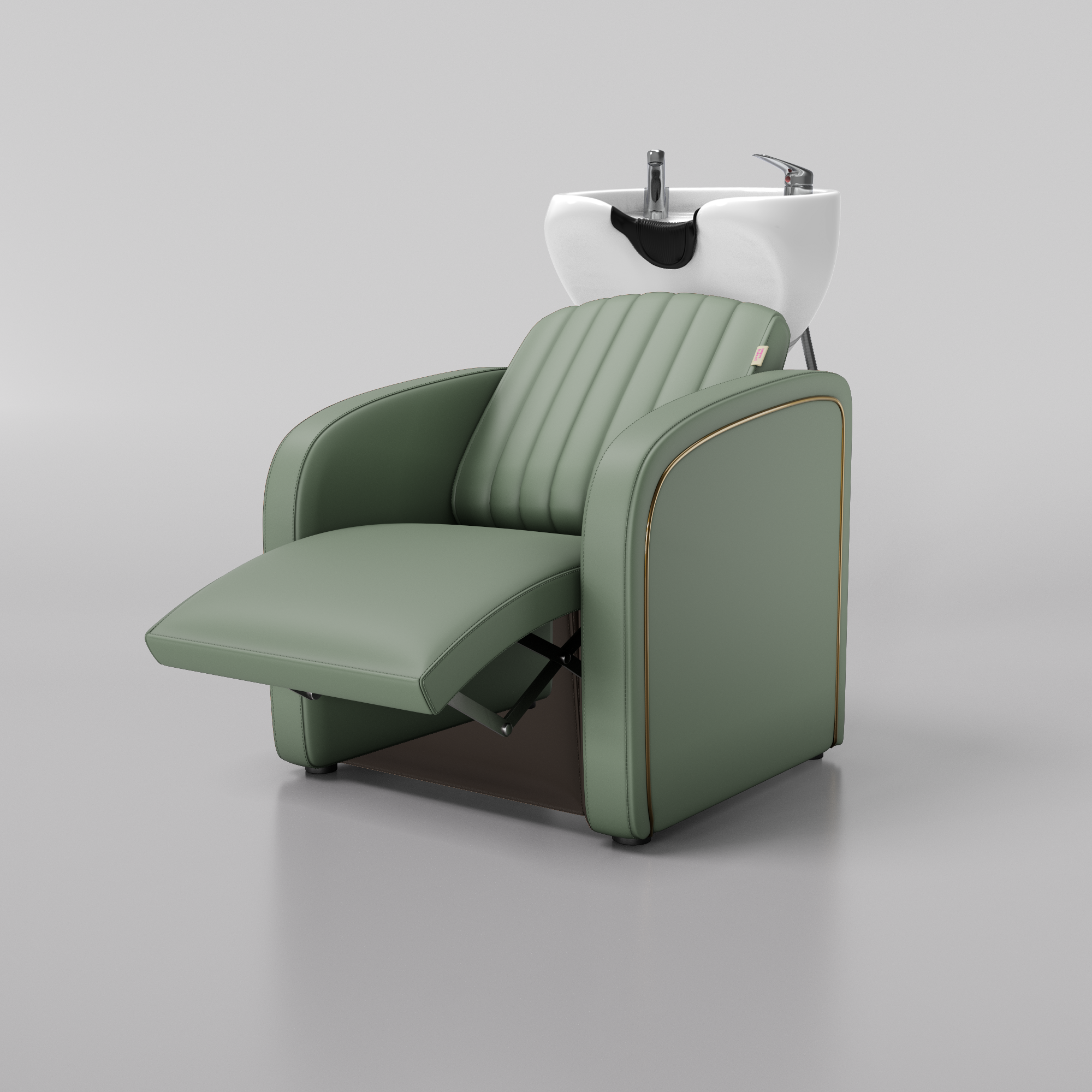 Sage green backwash unit for hair and beauty salon