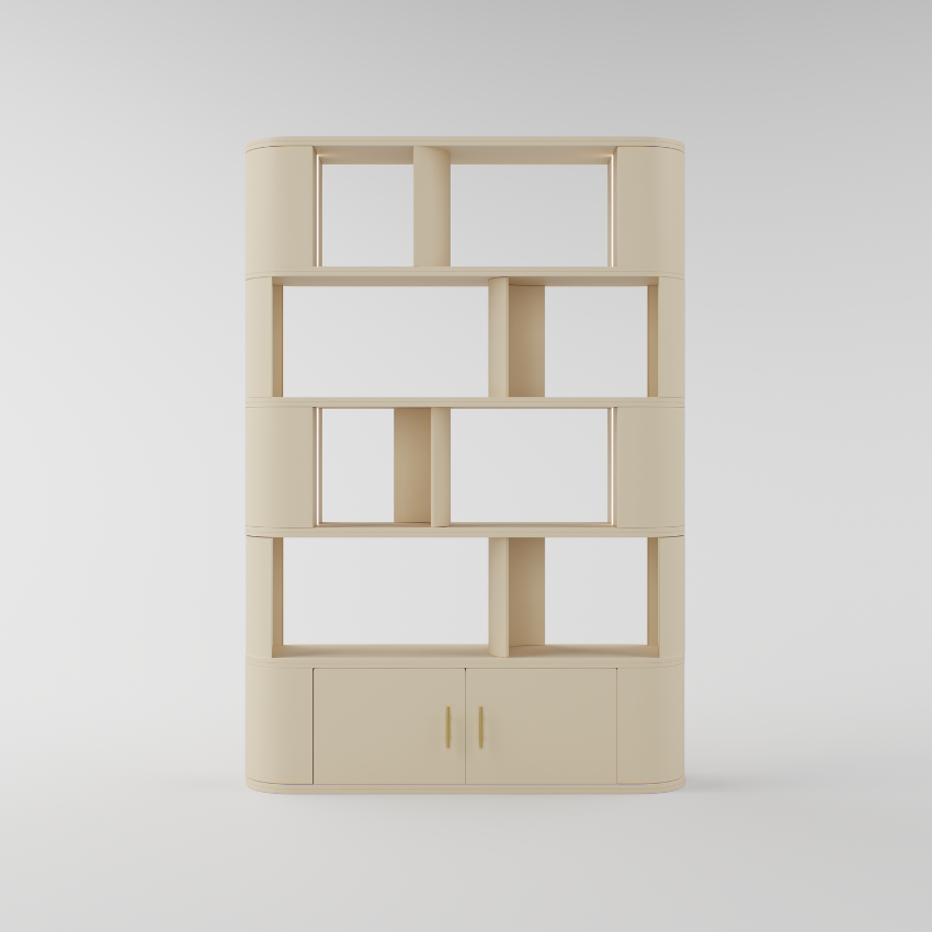 Curved Display Cabinet in Nude with Sheleves