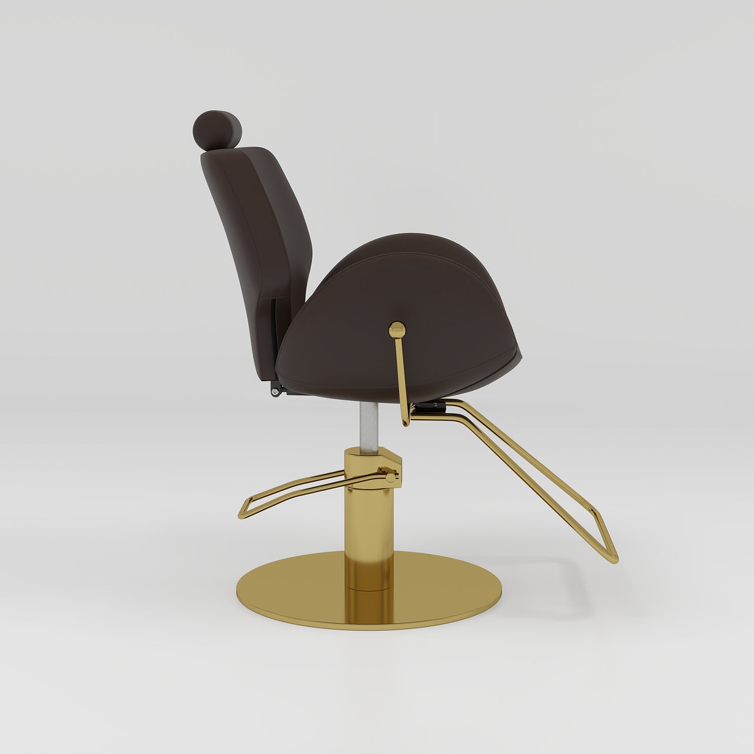 Modern bucket salon styling chair in brown and gold 
