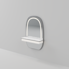 Silver Framed Mirror with LED light and stone shelf