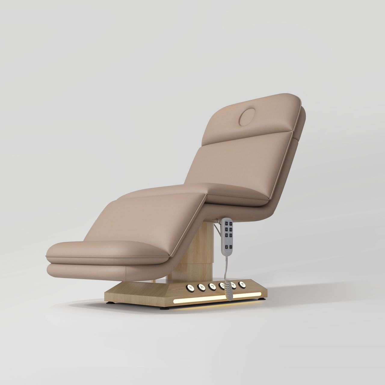 Padded Brown Bed with Foot Controls and LED light