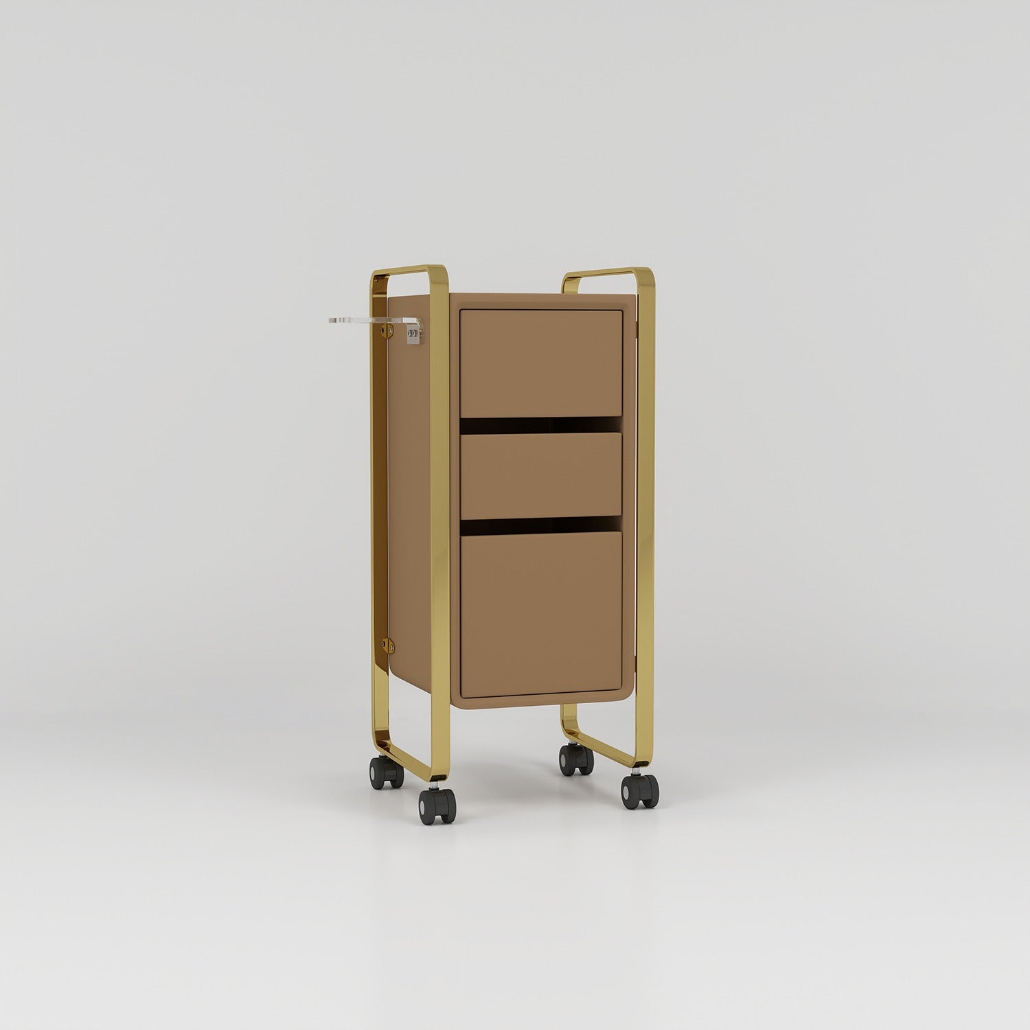 Brown and Gold Salon Trolley with Wheels and Draws