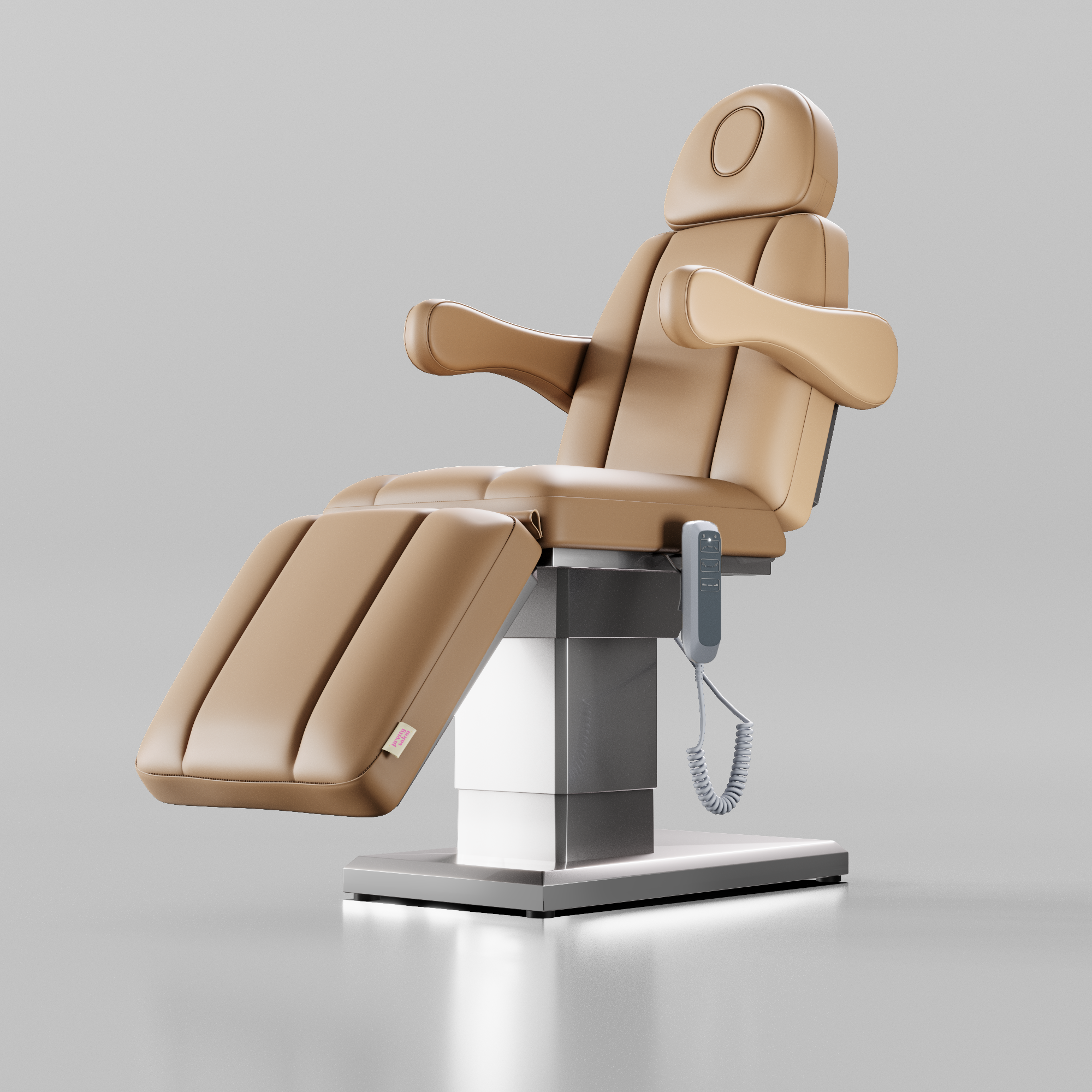 Light Brown and Silver Based 3 Motor Salon Bed with Removable Arms