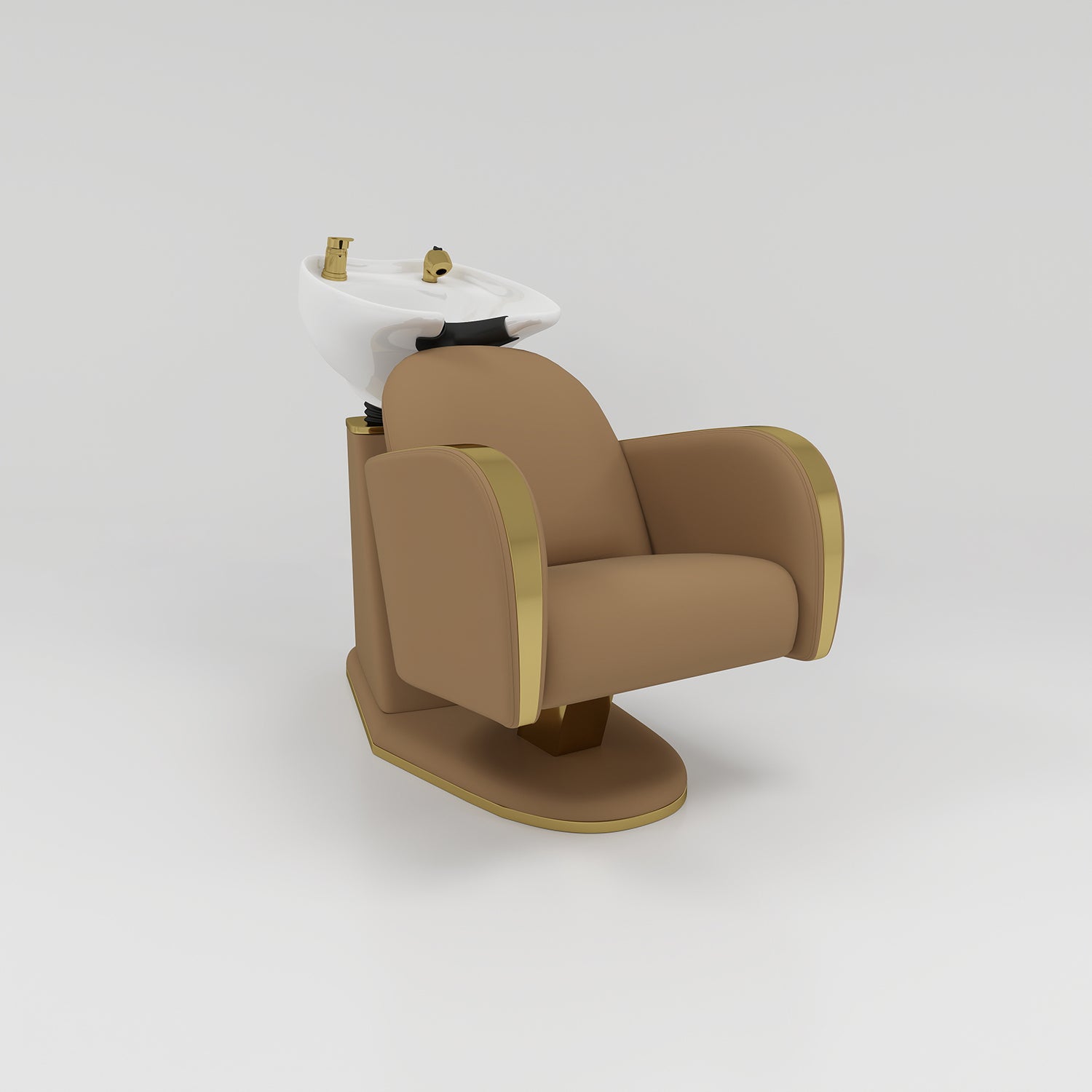 Brown Chair and Hair basin for hairdressrs