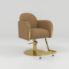 Brown Hairdressing Chair with gold footrest and circle base