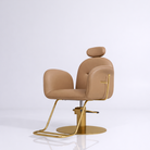Brown and chair for hair servies with adjustable height and reclines