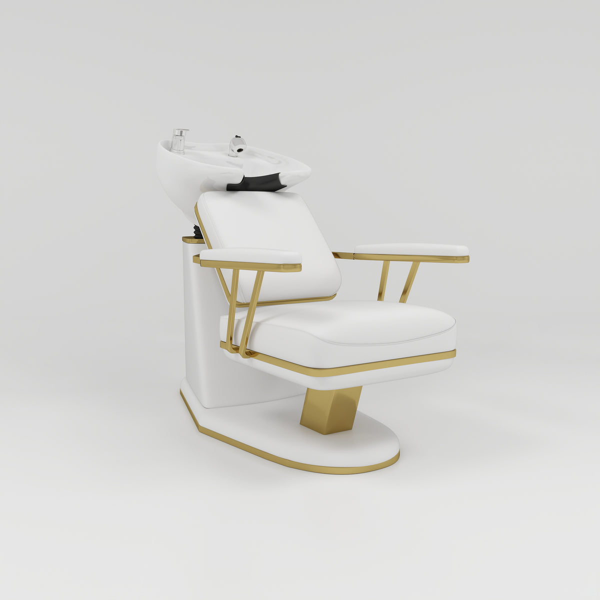 White and Gold Backwash Unit with Silver Taps