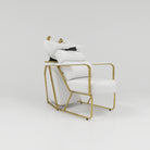 White Hair Chair with White Basin and Gold Frame