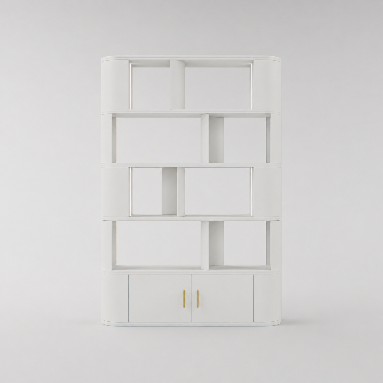White Shelving Unit for Nail or Product Display with LED and Cupboards