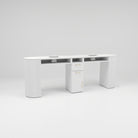 Curved nail desk in White with storge and gold handles