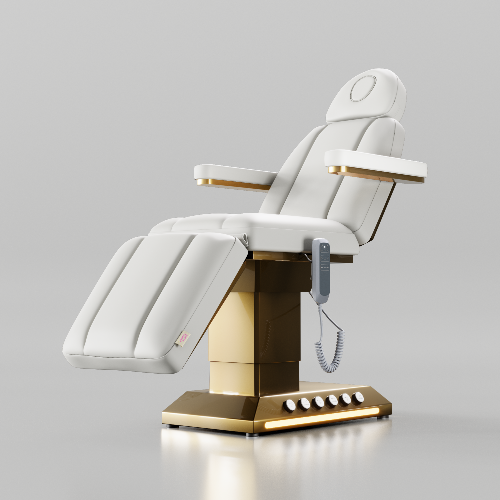 White Vegan Leather Salon Treatment Bed with Foot Control and LED Light