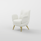 Beautty Salon Armchair in White Leather and Gold Legs 