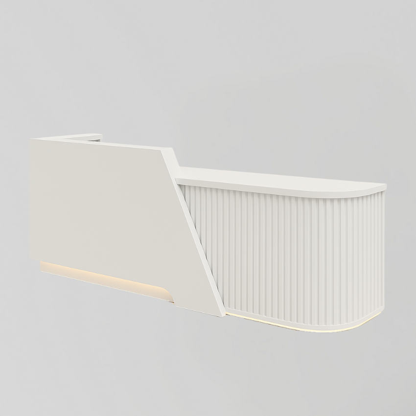 MDF Reception Desk in White with LED Light
