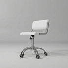 White Leather Stool with Silver Stainless Steel Base