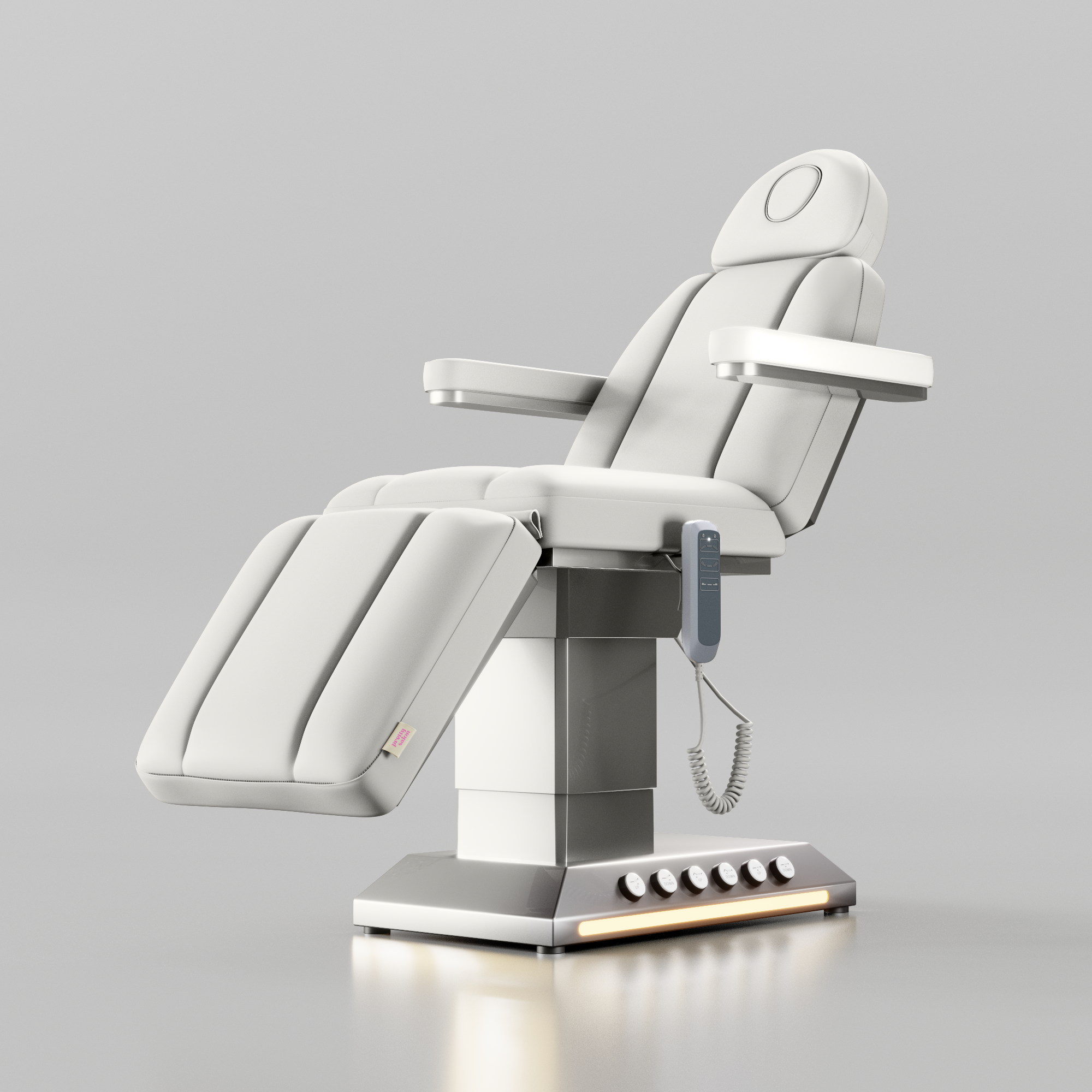 White Vegan Leather Bed with Silver Base including Foot Control and Hand Remote