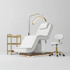 Leather electric beauty bed set with piping and accessories