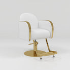 White & Gold Chair with Footrest 