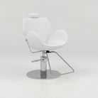 Reclining Styling Chair for Salon in White and circle silver base