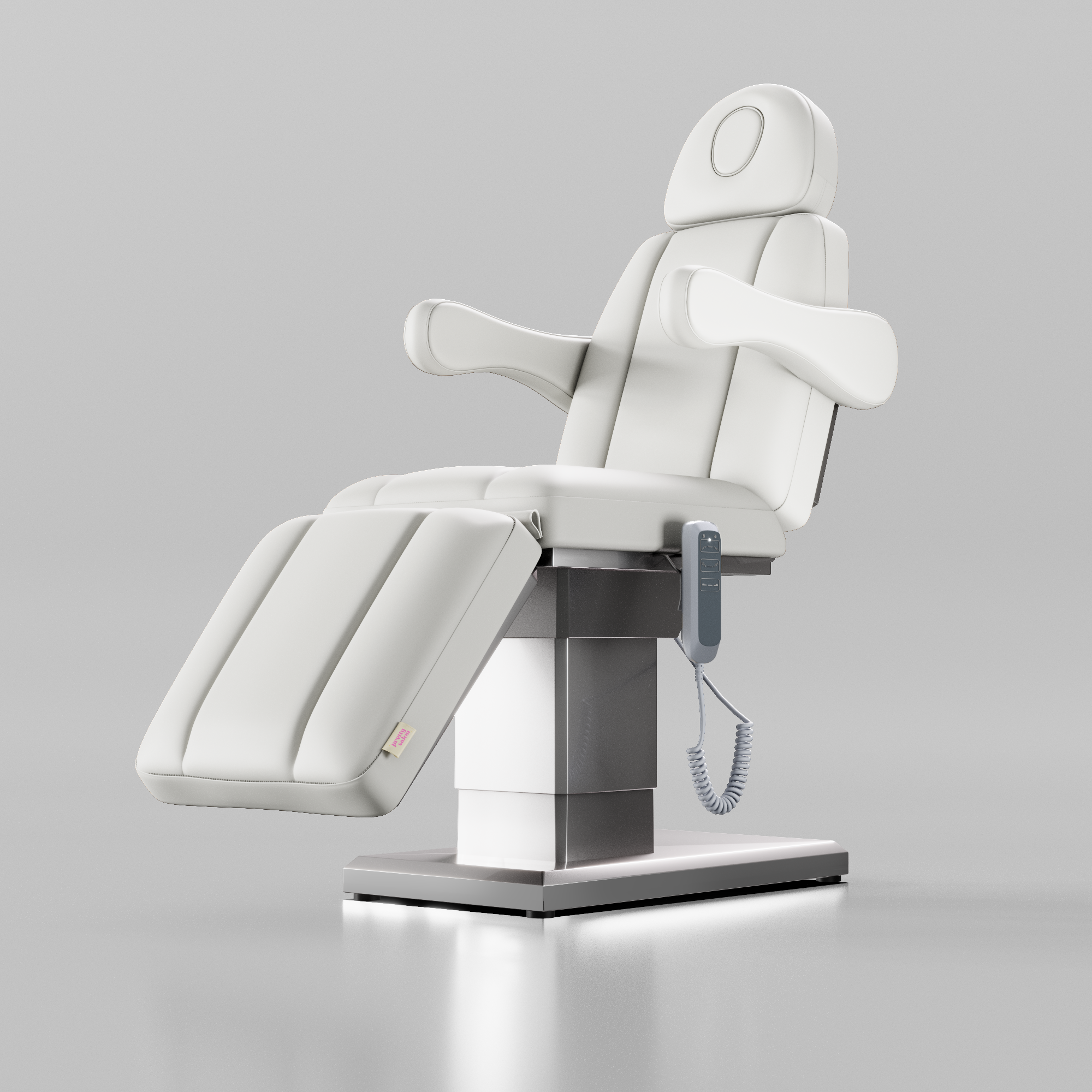 Electric Treatment bed with 3 motors in White with Stainless Steel Base