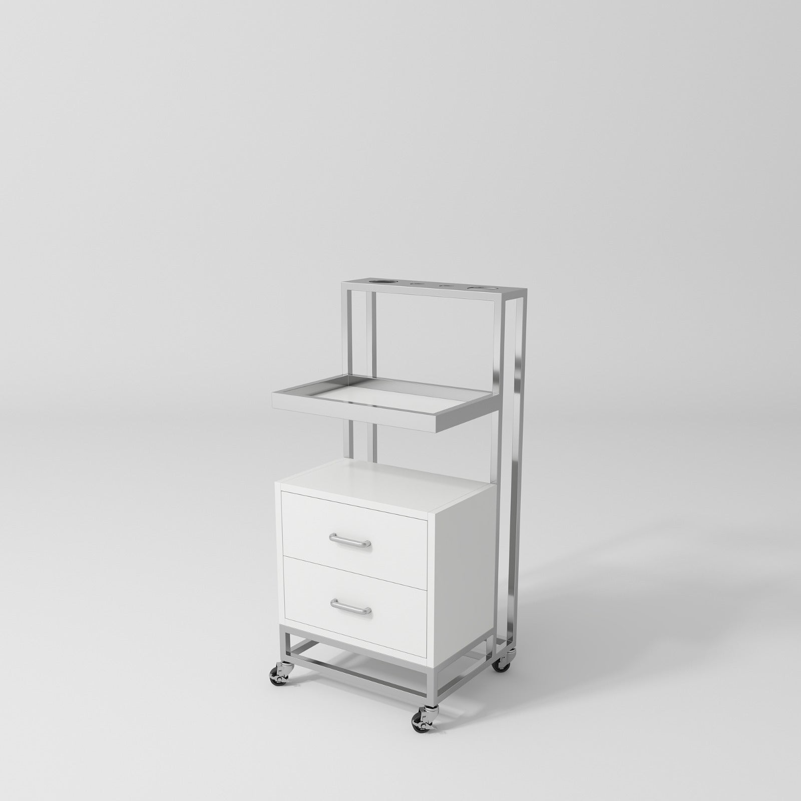 white and silver beauty trolley