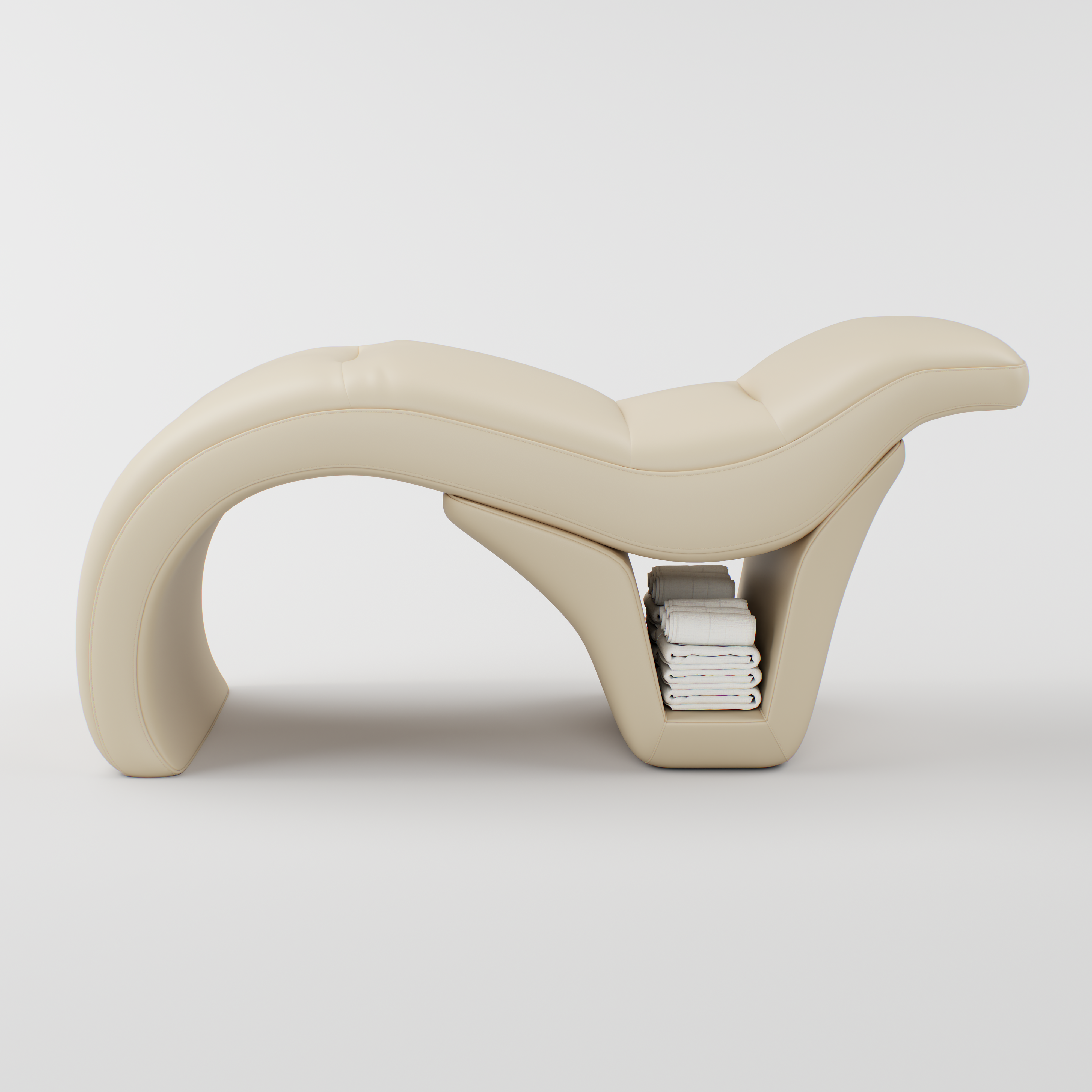 curved frame, designed for comfort during lash and facial treatments