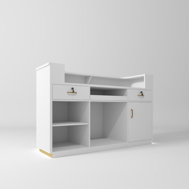 Salon beauty desk with draws and cuboard 