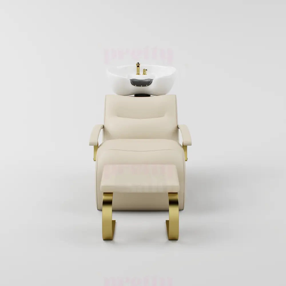 Nude and gold luxury backwash unit with footrest 