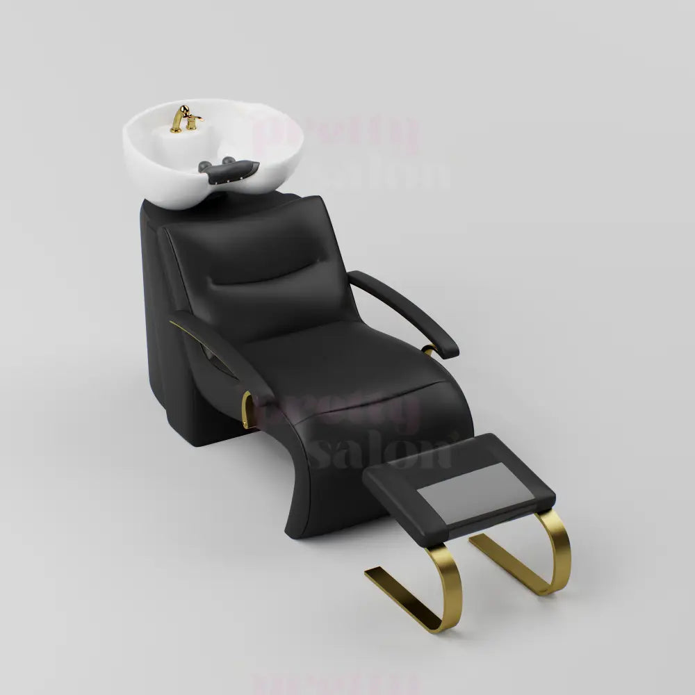 Black Hairbackwash with footrest and gold accessories 