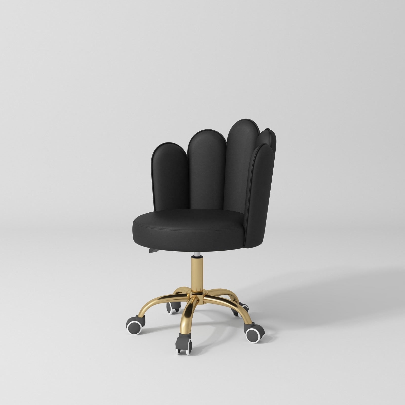 black leather stool on wheels